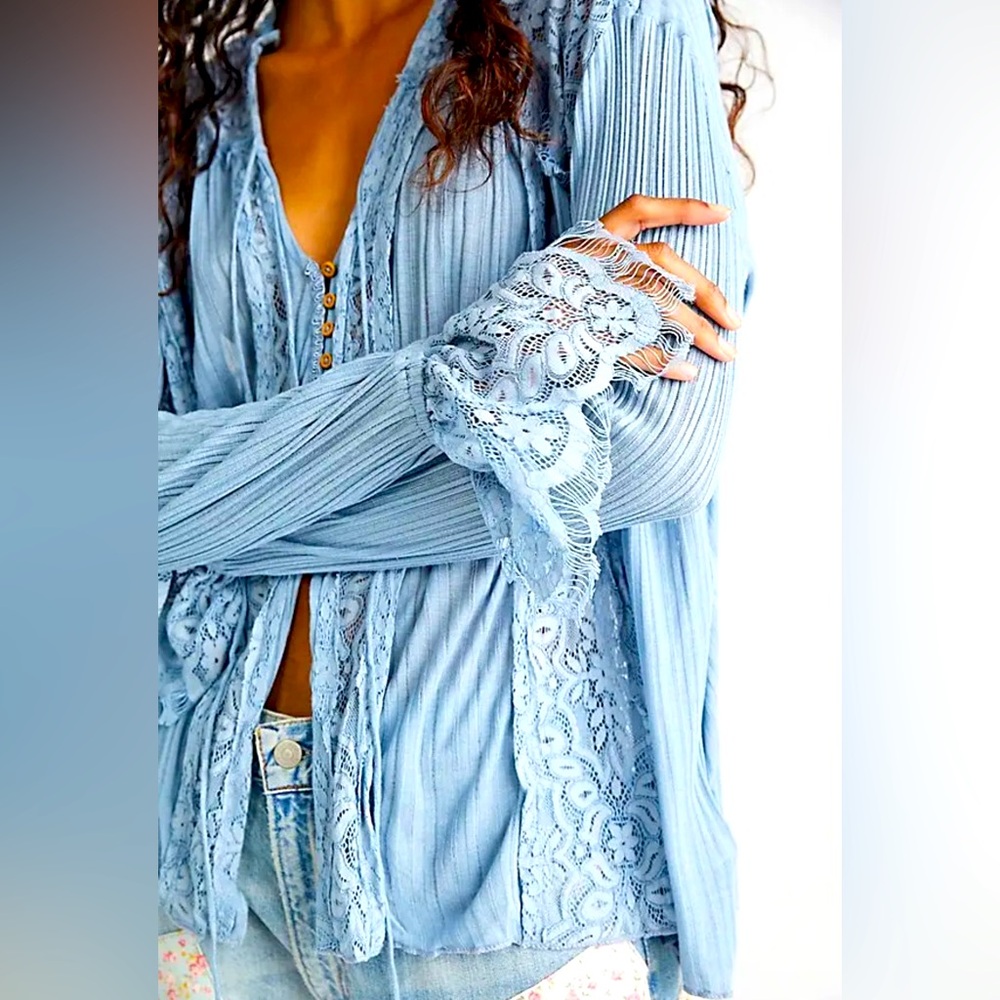 NWT Free People GEORGIA Tunic Elegant Lace Women's Top ($128)